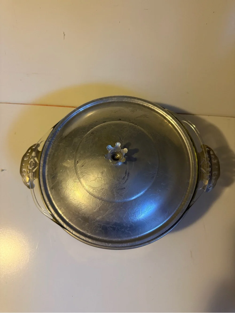 Vintage Forman Inc Brooklyn NY Pyrex 2 Qt Casserole Dish Silver Metal Holder Lid